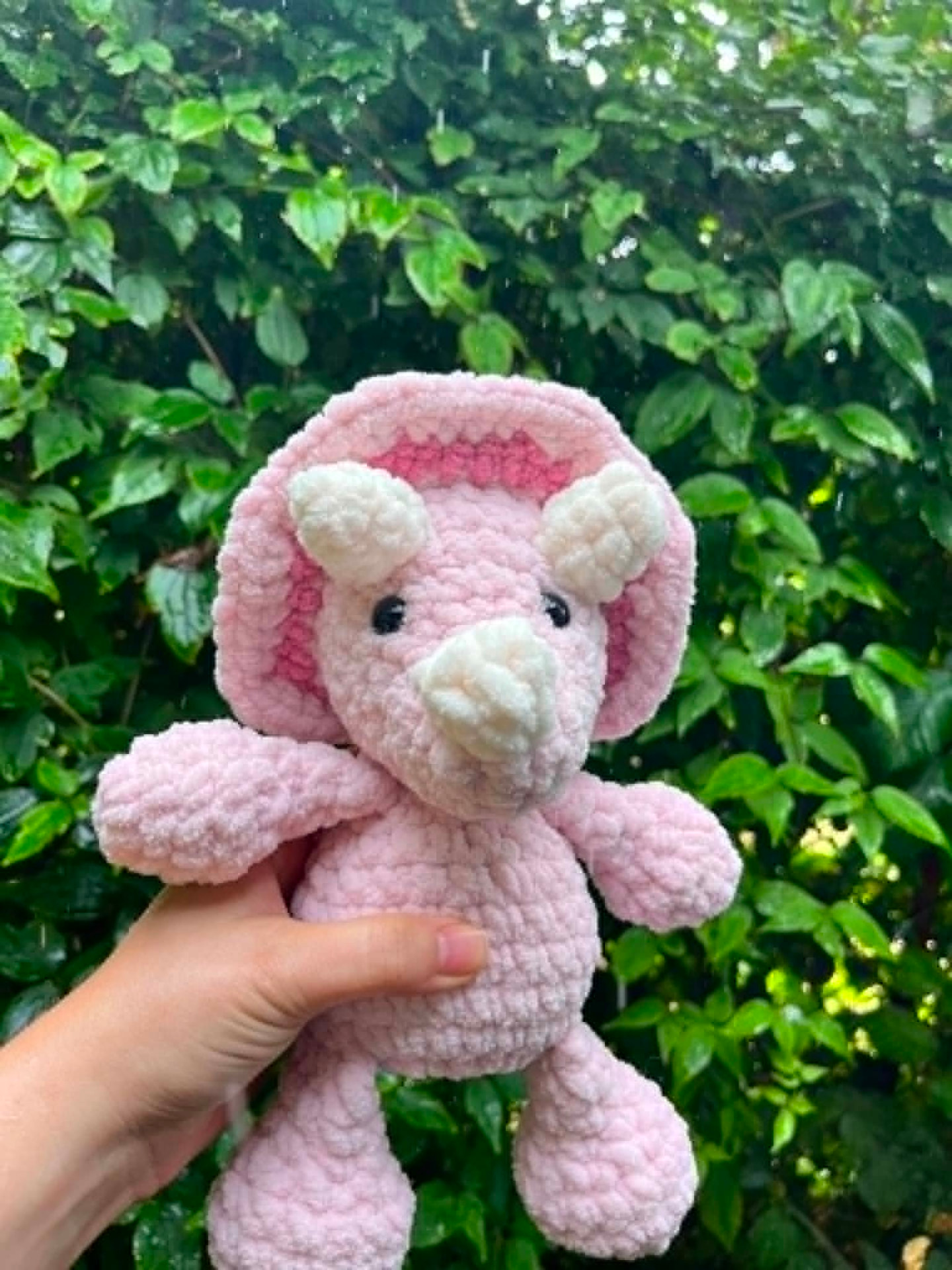 Handmade crochet Pink Triceratops